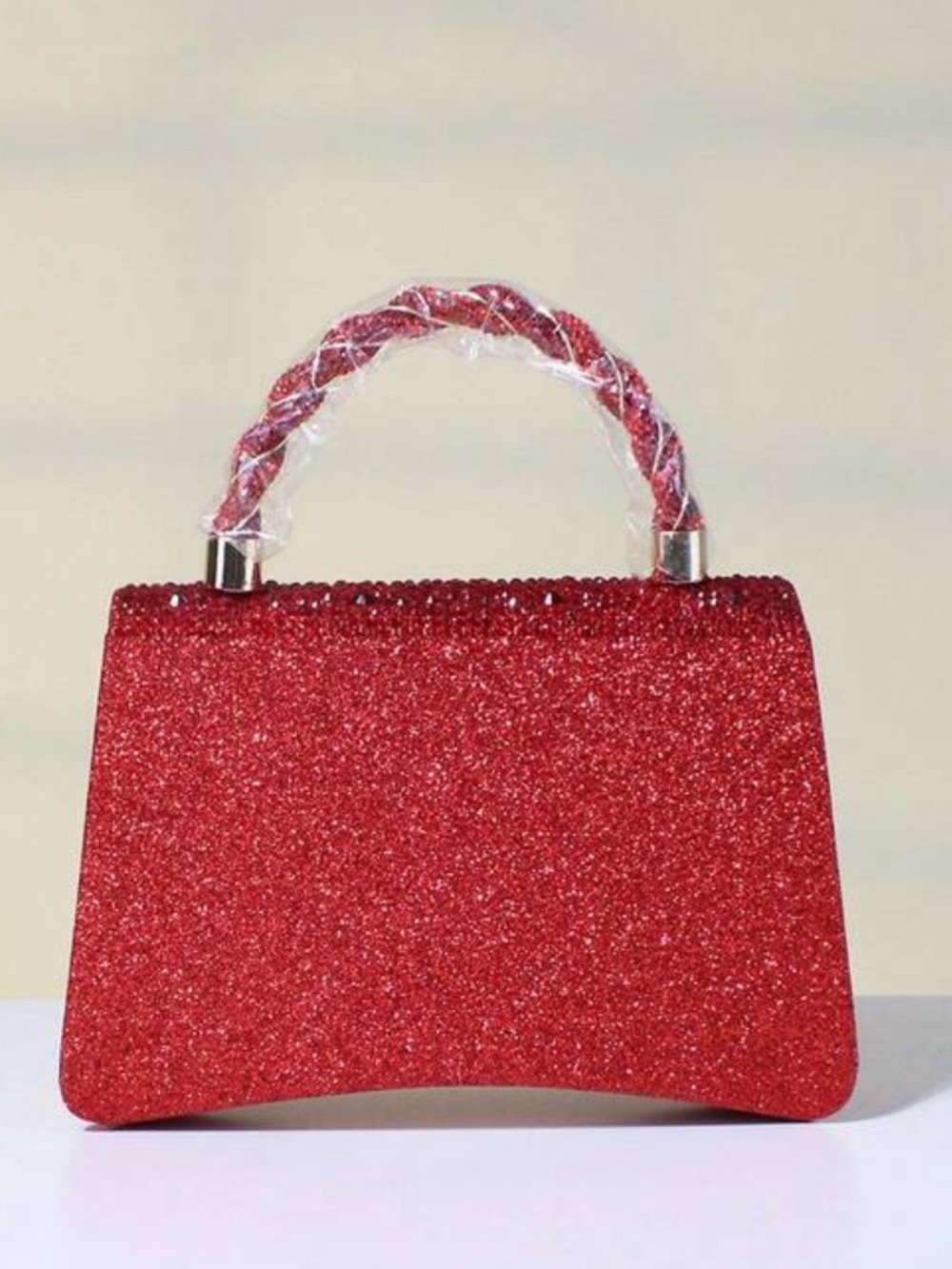 Elegant Sequin Top-Handle Bag in Fuchsia Pink - Picture 6 of 16